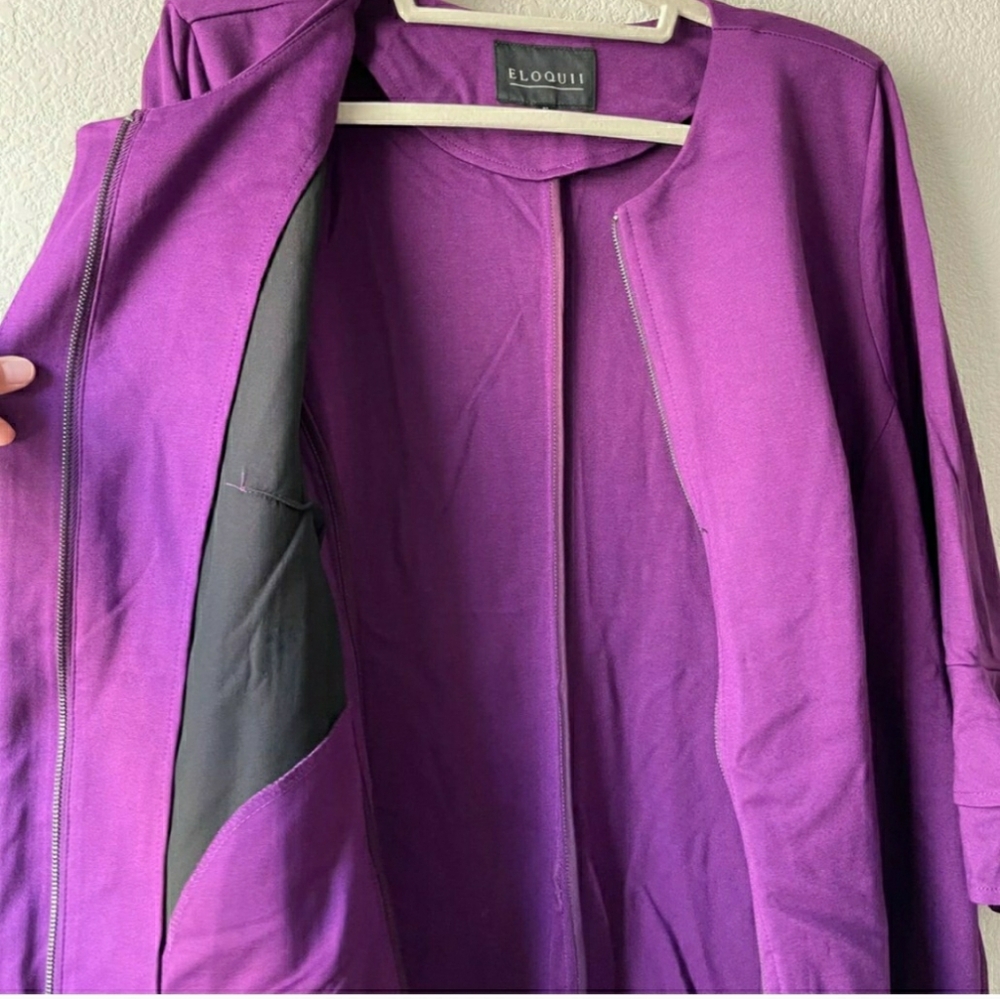 Eloquii Purple Ruffle Sleeve Blazer,  Size 22 - Picture 11 of 12